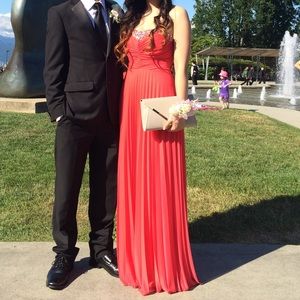 Coral full length prom dress